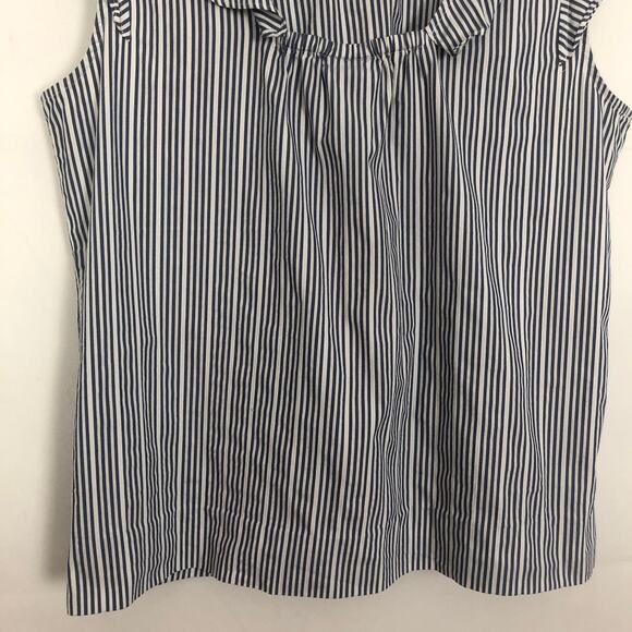 a.n.a Ruffle Cap Sleeve Striped Top Size Large - Picture 9 of 12